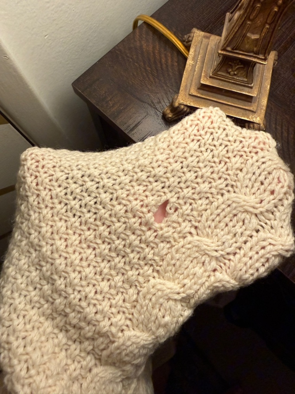 Aran Crafts Cream Merino Wool Cardigan Sweater With Pockets and Pearl Buttons - Picture 12 of 12